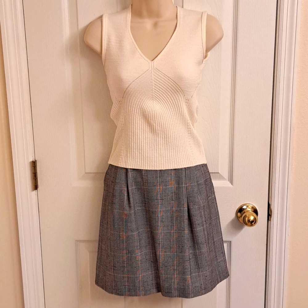 SKIRT Petite Gray & White Plaid